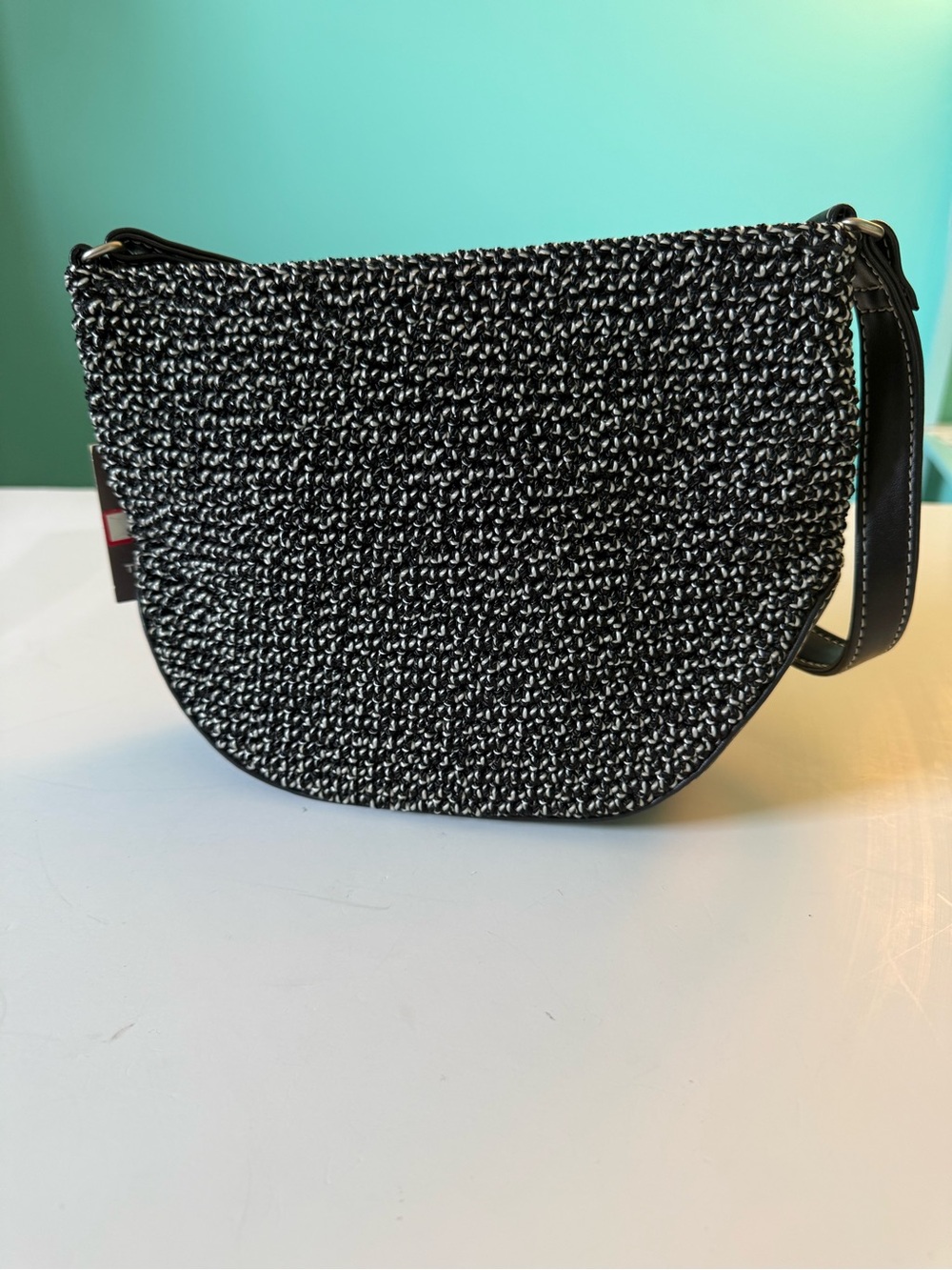NWT The Sak Crocheted Hobo Sedona Mini Bag with Black Leather Trim